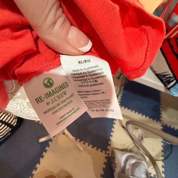 J Crew Women's Size XL Salmon Words Short Sleeve Shirt - Picture 2 of 3